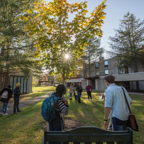 Students in the quad at Lady Eaton