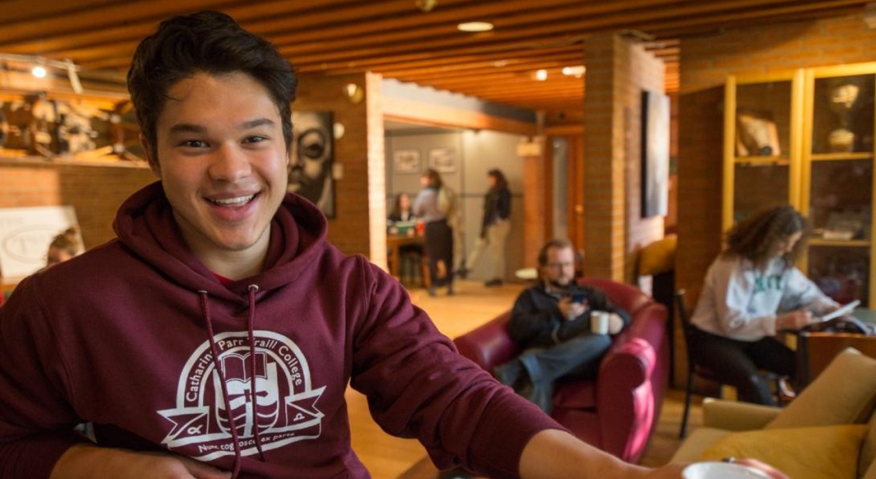 A student sitting in The Trend Cafe