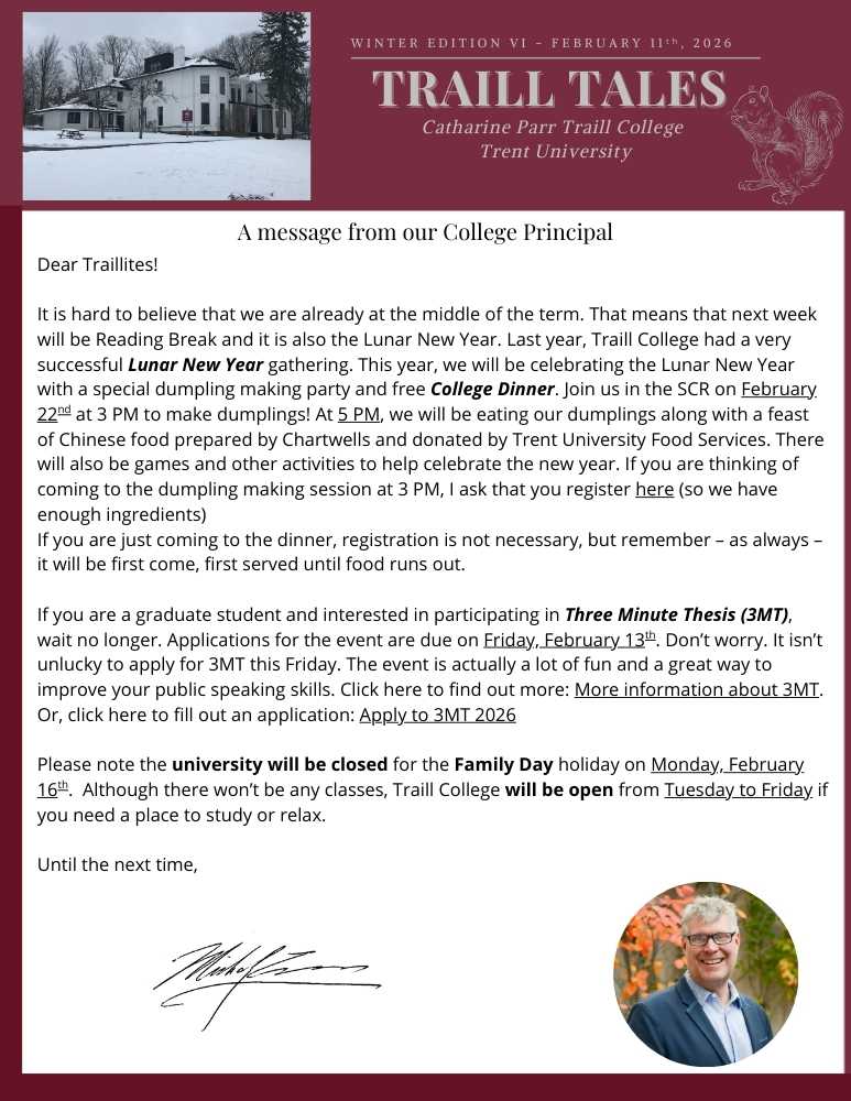 Cover page of Traill Tales Newsletter