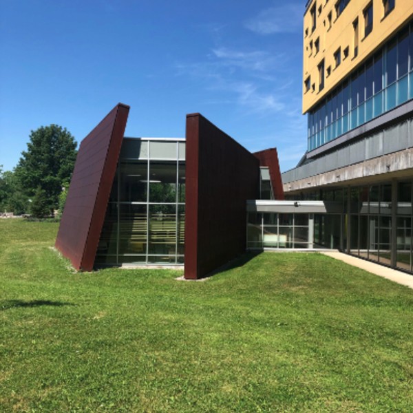 An outside photo of the gathering space