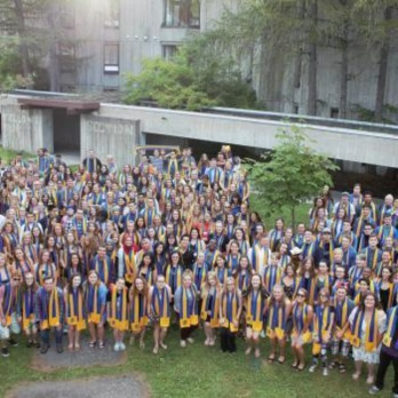 Students at a scarf ceremony