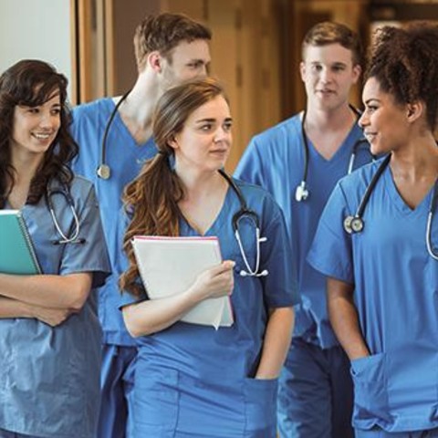 Med students in scrubs