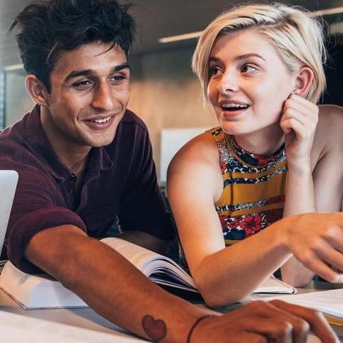 Two students studying together