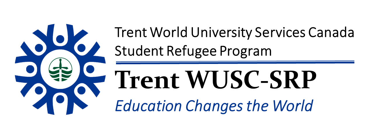 Logo for Trent World University Services Canada Student Refugee Program. Trent WUSC-SRP. Education Changes the World