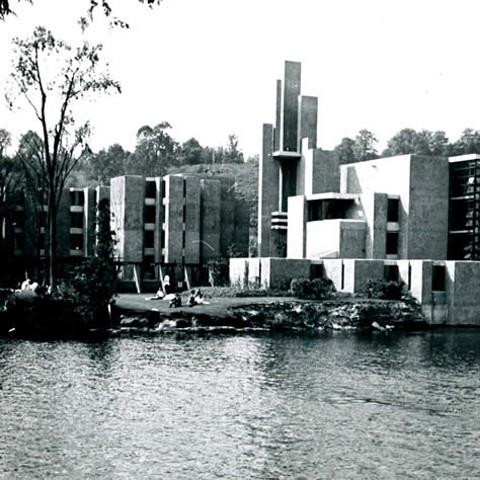 A vintage black and white photo of Champlain College