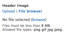 Header image file browser