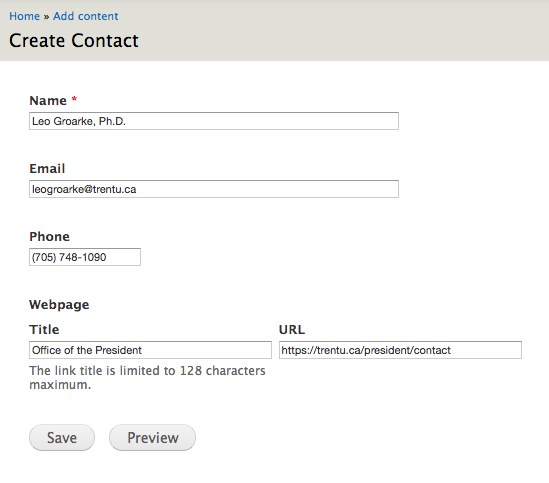 Create contact interface