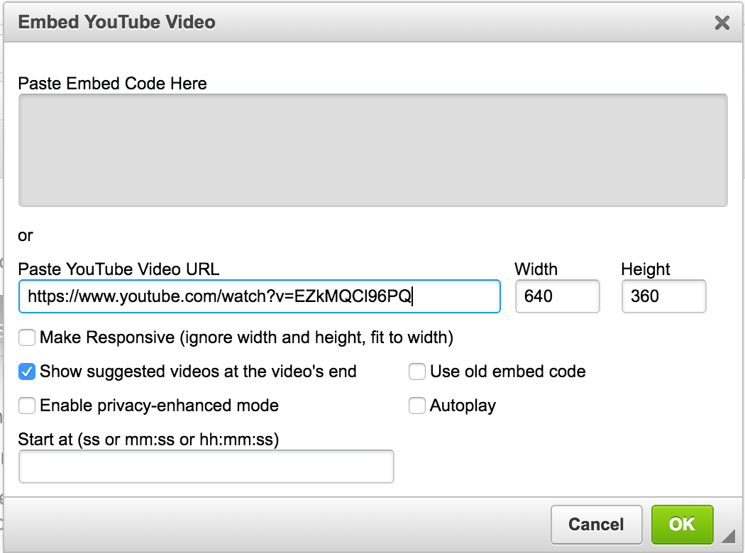 Embedding a YouTube video