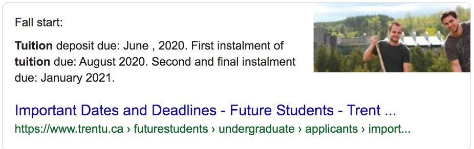 Screeenshot of my Google search result