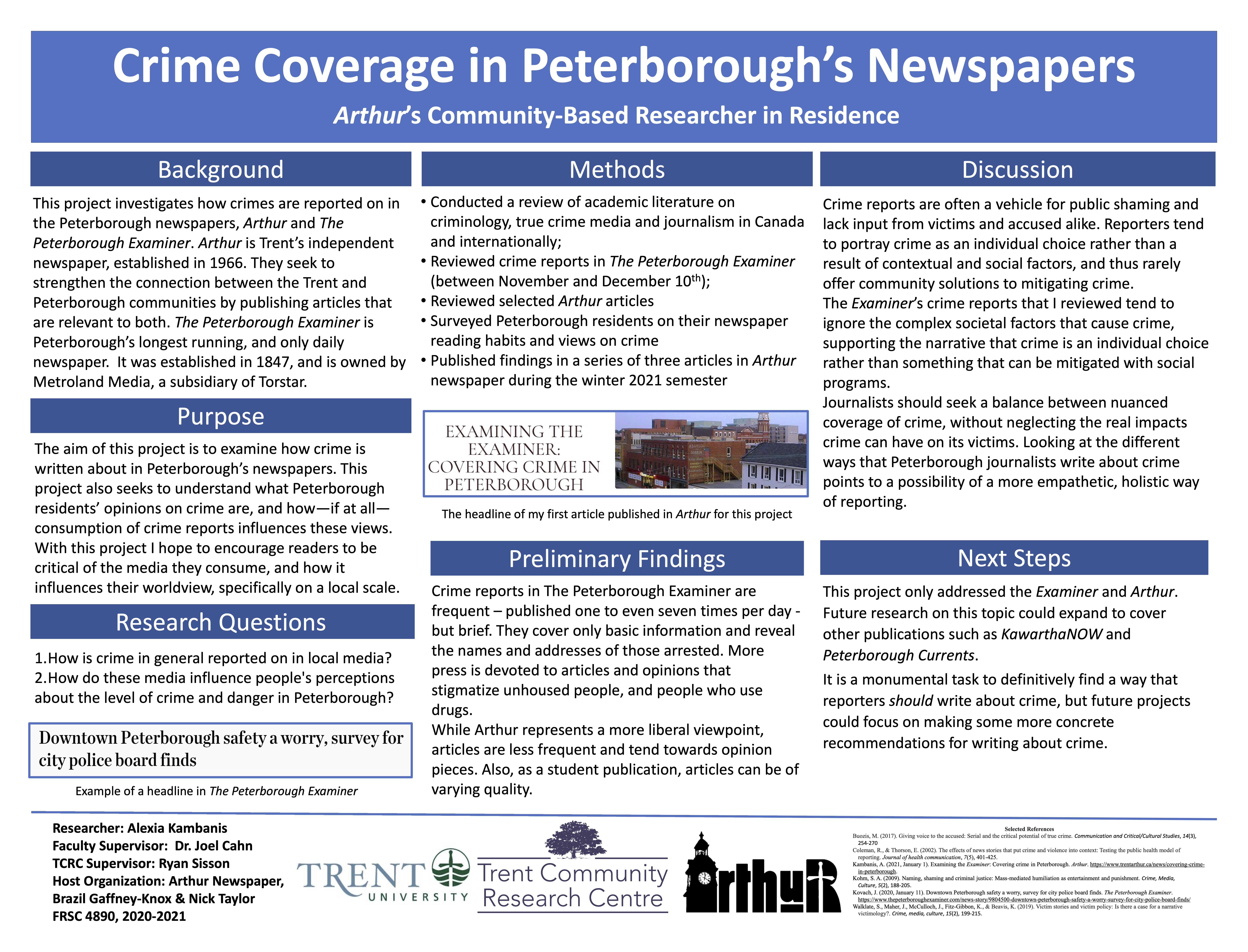 Research Poster for Crime Coverage in Peterborough's Newspapers
