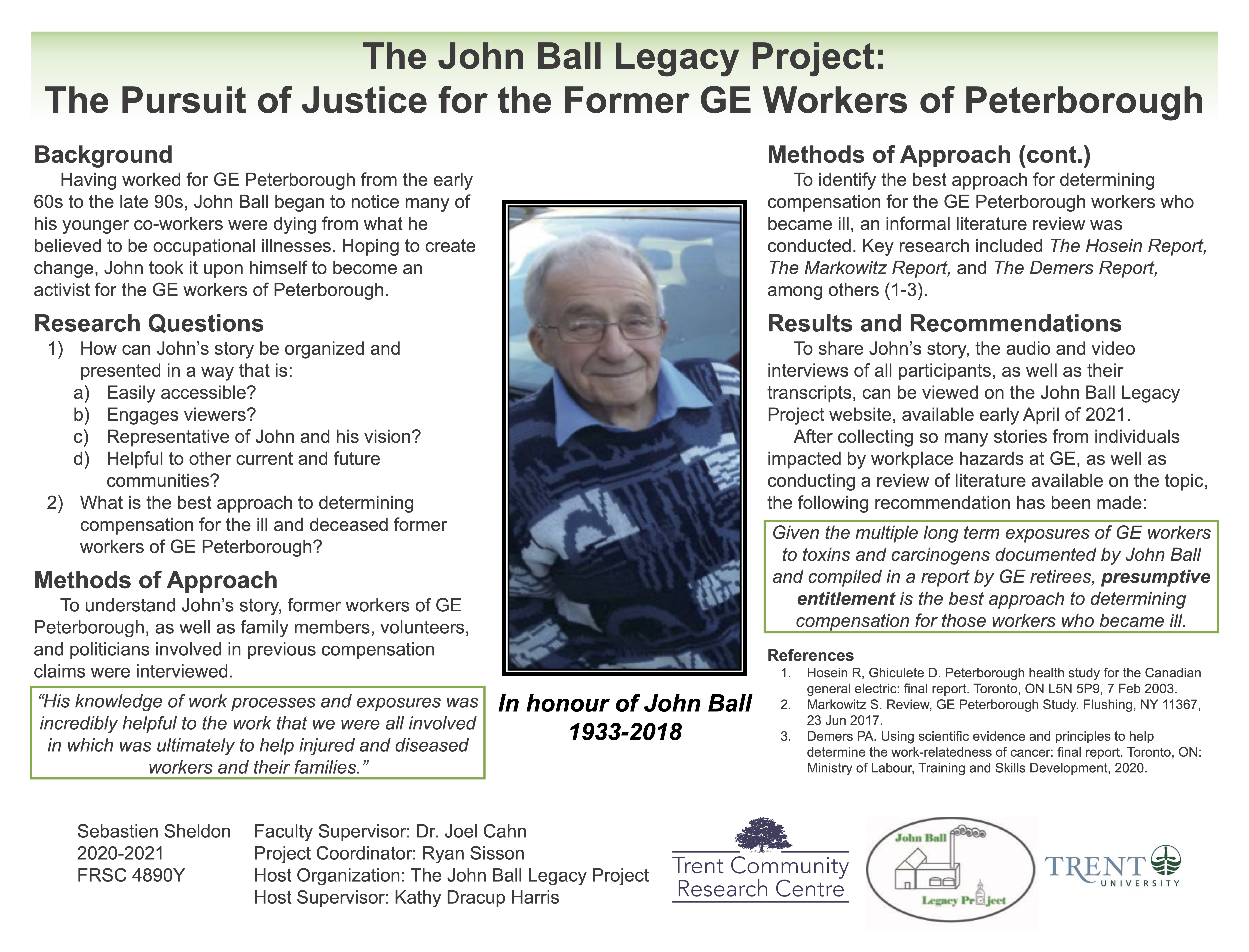 Research Poster for The John Ball Legacy Project