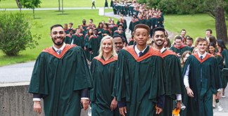 Students in procession for the June 5 afternoon ceremony.