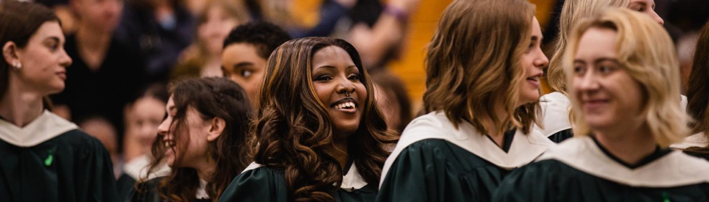 Students marching in the convocation processional