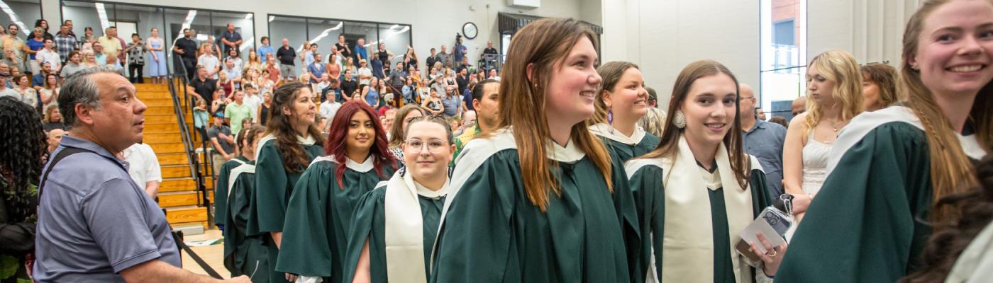 Students walking in the convocation procession