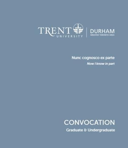 Durham blue convocation program with undergrad and graduate text