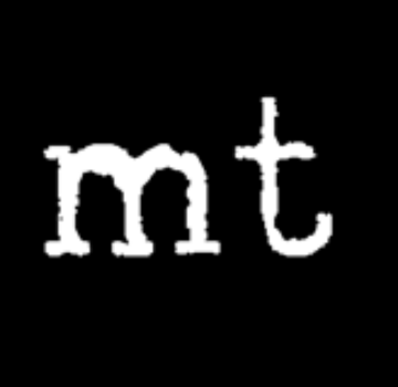 The letters 'mt', acronym for 'Media Theory' in white font agains a black square background.