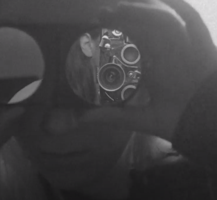 Image of a person with goggles that is reflecting the object infront of them