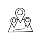 Icon of map with traill and location points