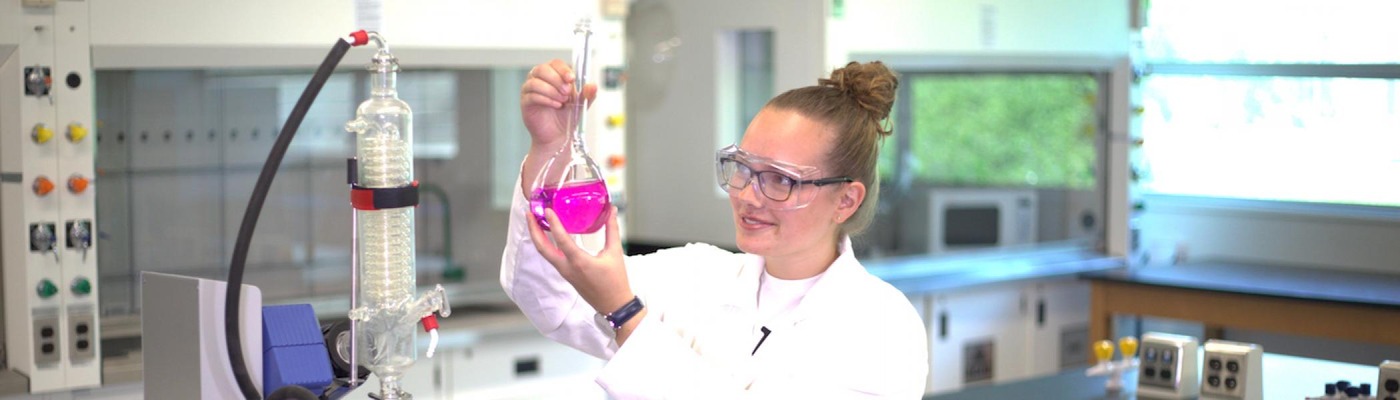 Trent university chemistry student working in the lab