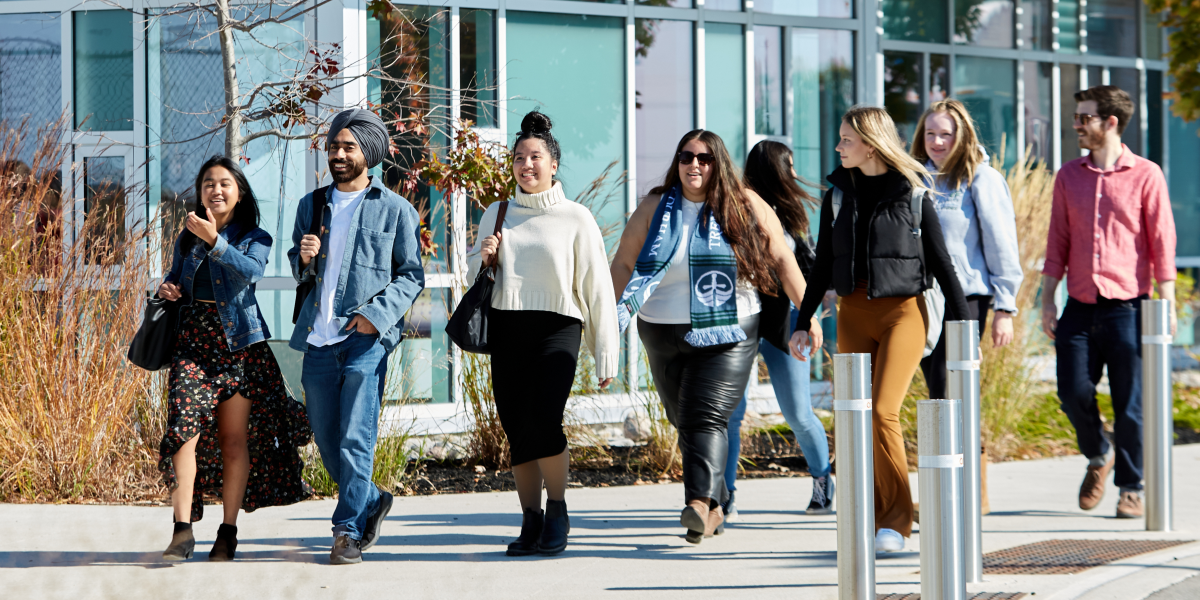 International Student walking around Trent Durham Campus