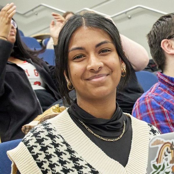 A student in a lecture hall