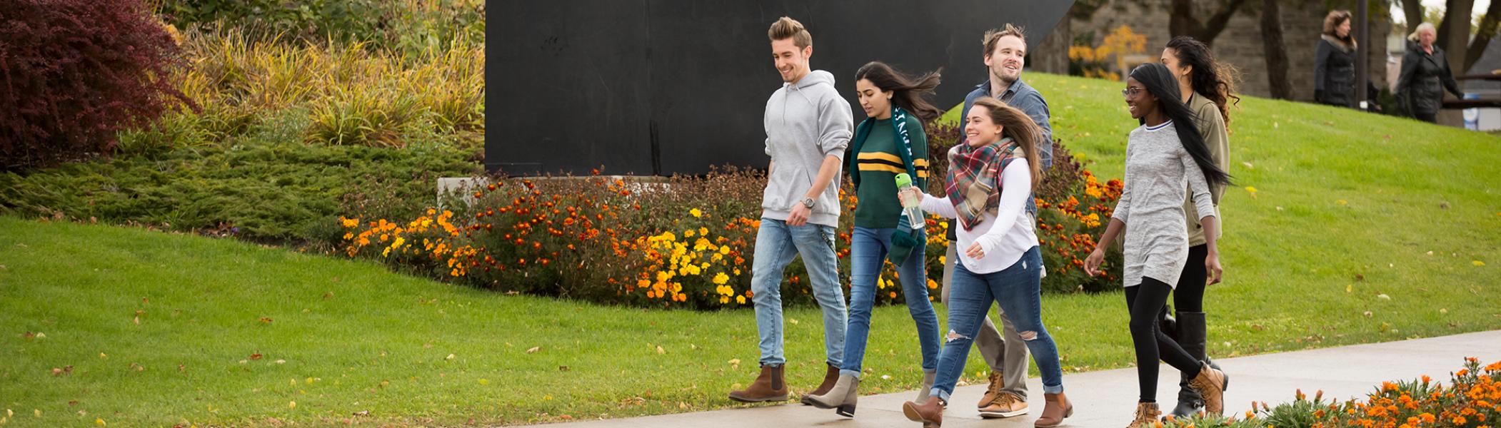 Trent University Durham students walking together.
