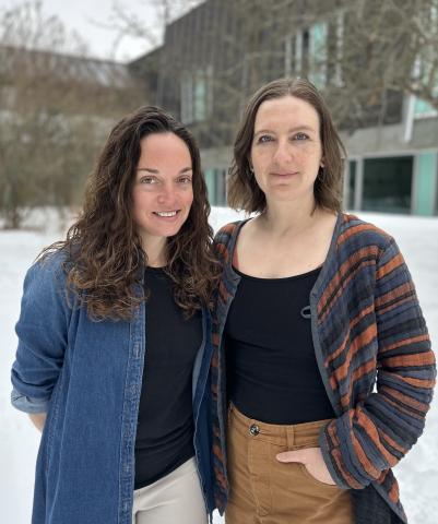 Anne and Lauren in Otonabee College Quad