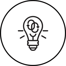 A lightbulb with two arrow loops inside of it