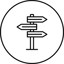 A signpost with three blank signs, two pointing right and one pointing left