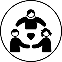 Circle of people with a heart in the middle