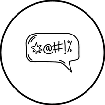 A speech bubble with random symbols within it, indicating it's a curse word