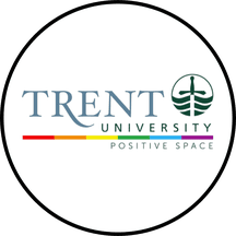 Trent University logo with rainbow line and words "Positive Space" under it