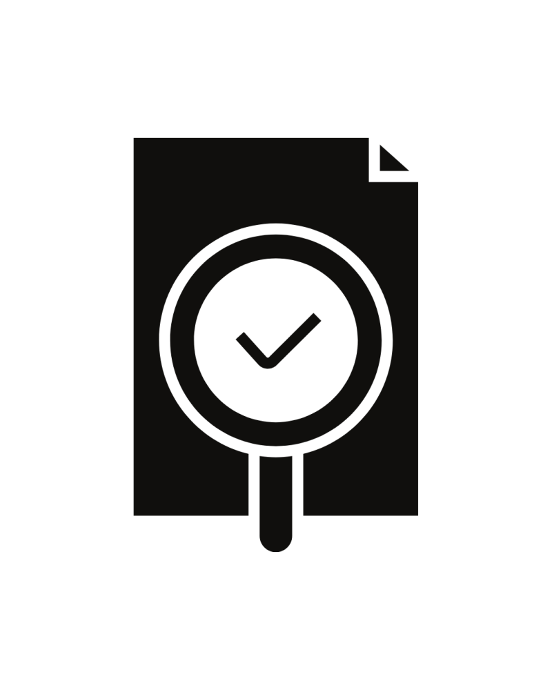 A document with a magnifying glass hovering over it