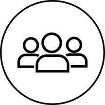 Three generic people standing in a group