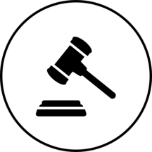 Gavel in the middle of the circle