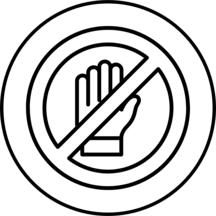 Crossed out hand within a circle