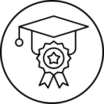 Graduation cap with a ribbon of achievement in front of it