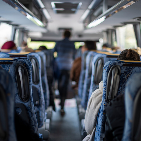 Inside of a bus