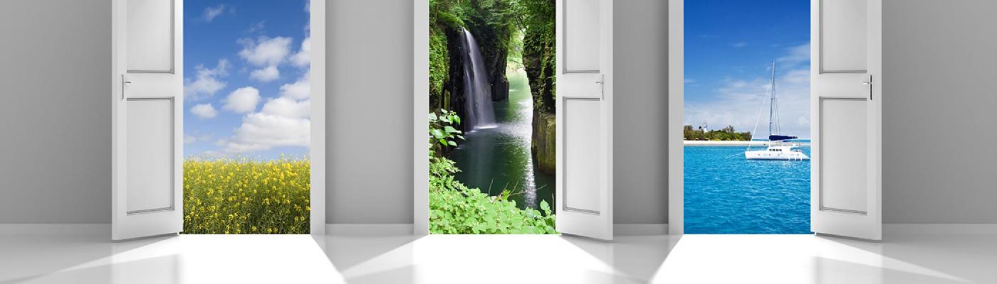 Three open doors