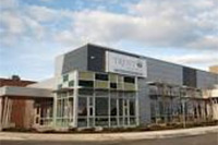 Trent University Oshawa Exterior campus photogrpah in the fall evening light