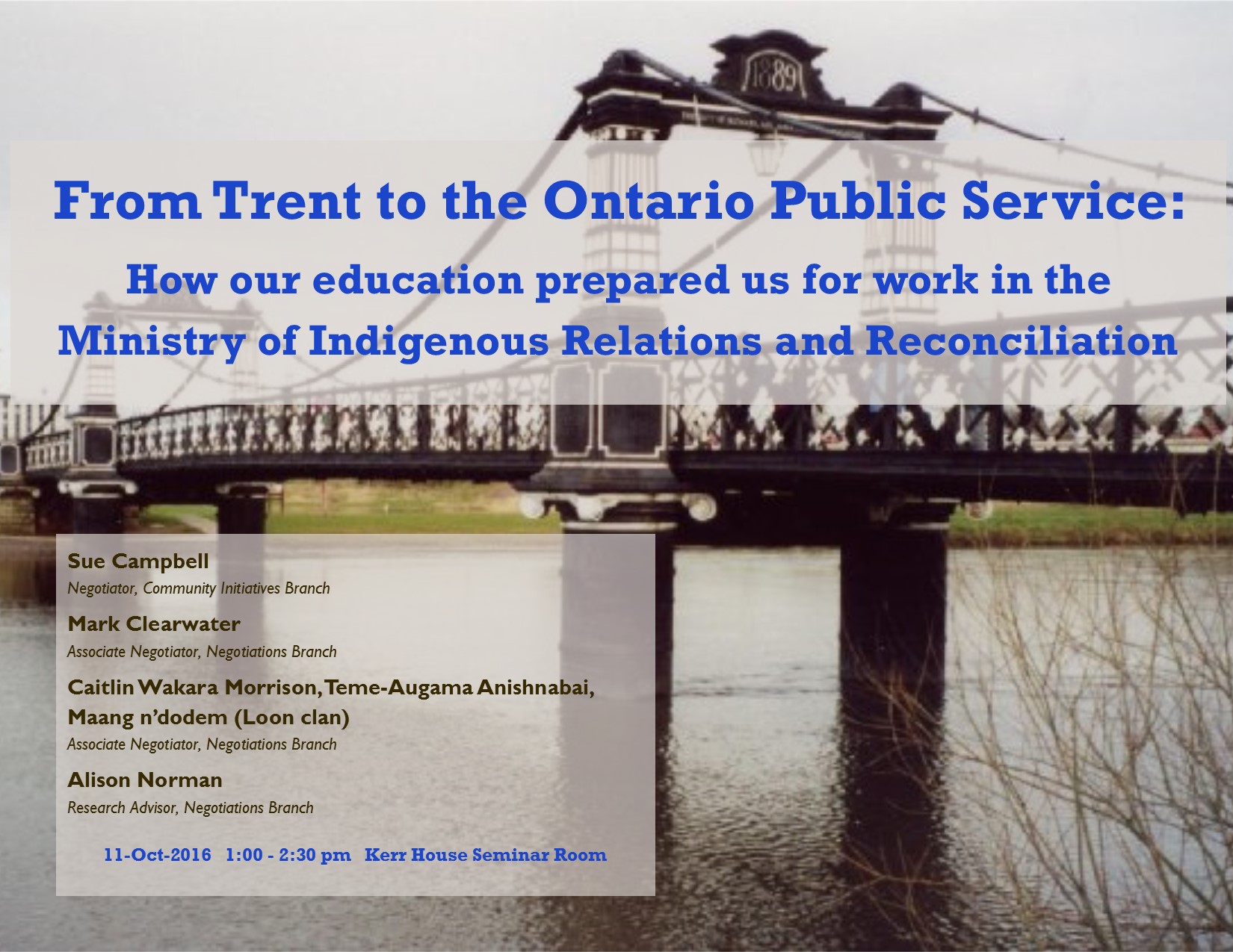 "From Trent to the Ontario Public Service" 11 October 2016