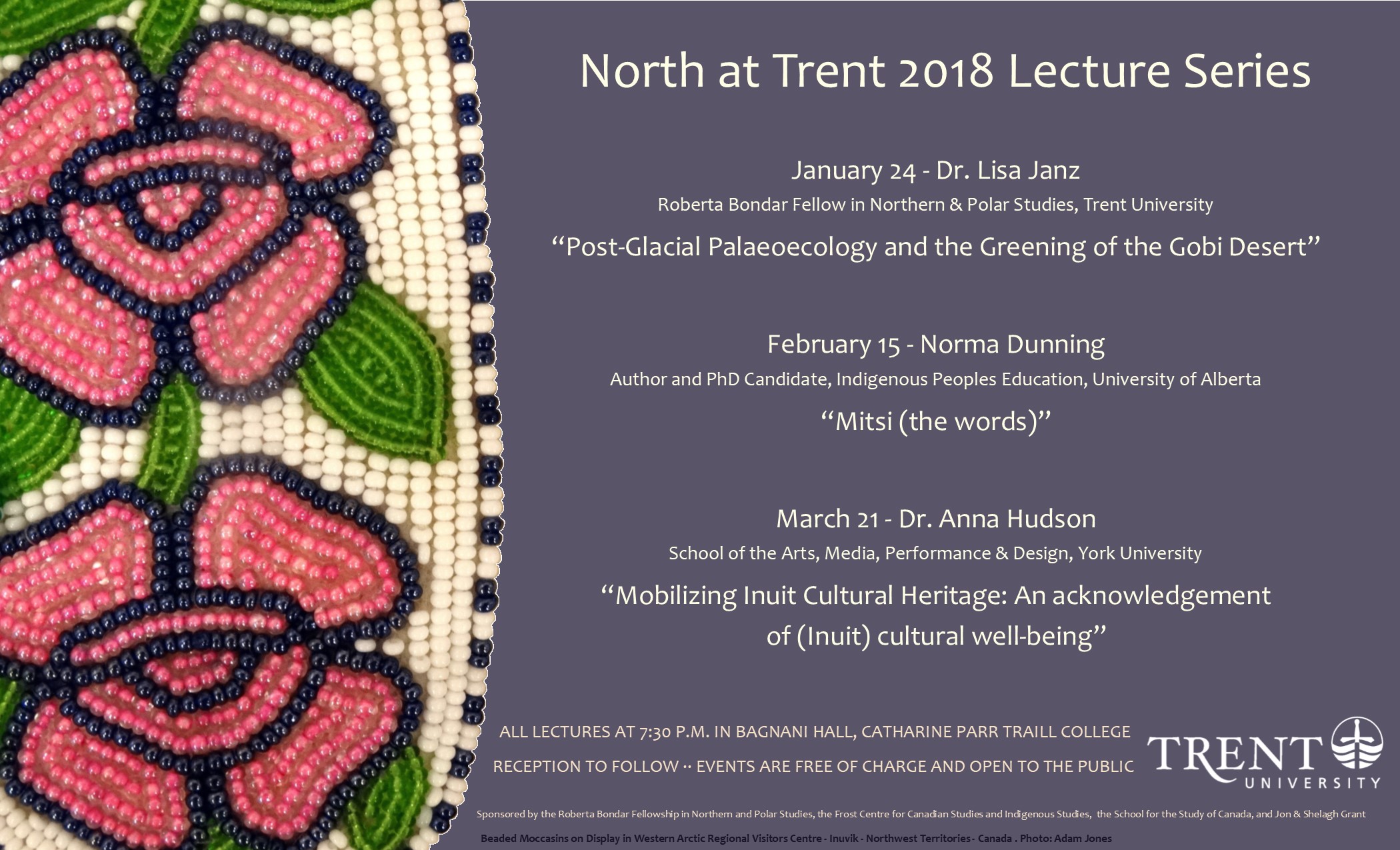 2018 North at Trent Lecture Series with Anna Hudson (March 21), Norma Dunning (February 15) & Lisa Janz (24 January) 