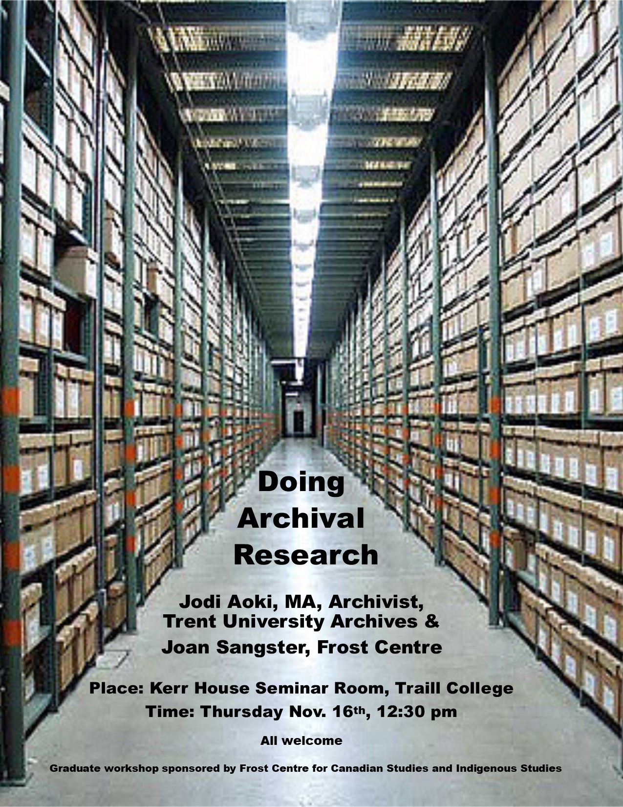 Doing Archival Research with Jodi Aoki & Joan Sangster 16 November 2017