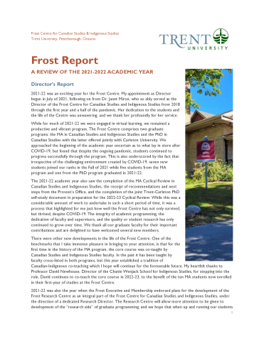 cover page of the 2021-22 Frost Report
