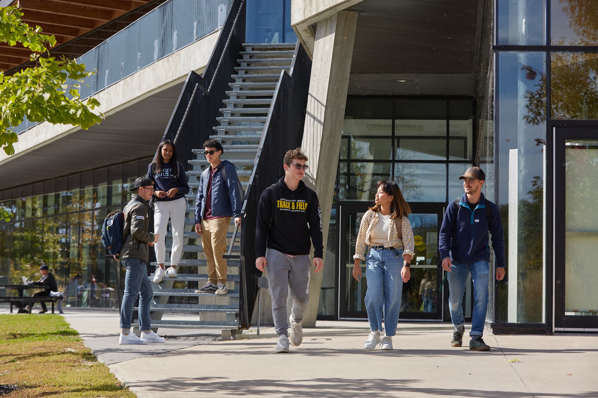 Photo of students walking past the student centre
