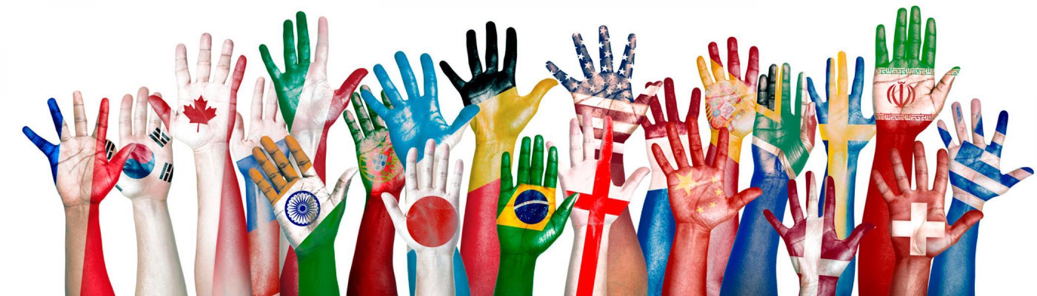 a picture of colourful hands