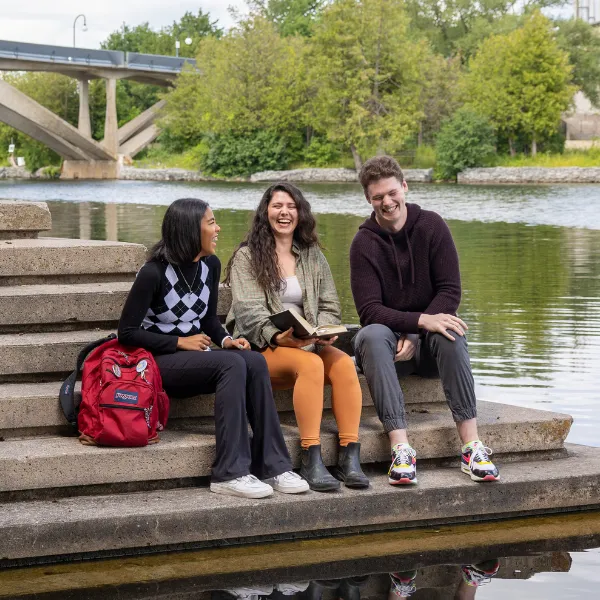 Students sitting outside