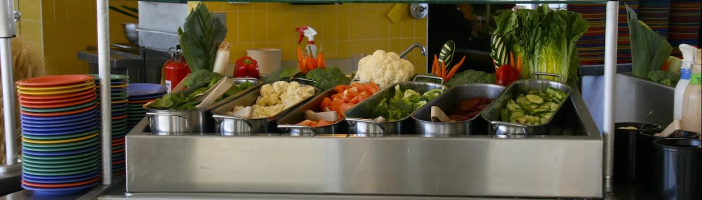 A vegetable station in the cafe