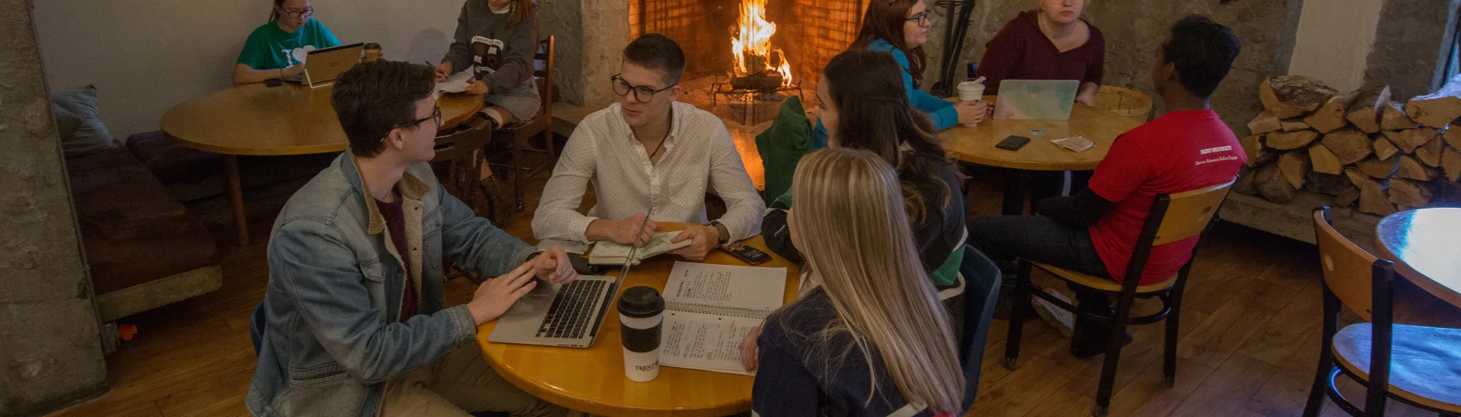 Group of students in dining room.