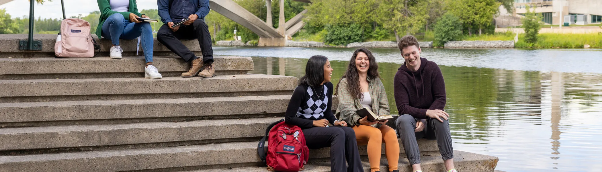 Students sitting outside